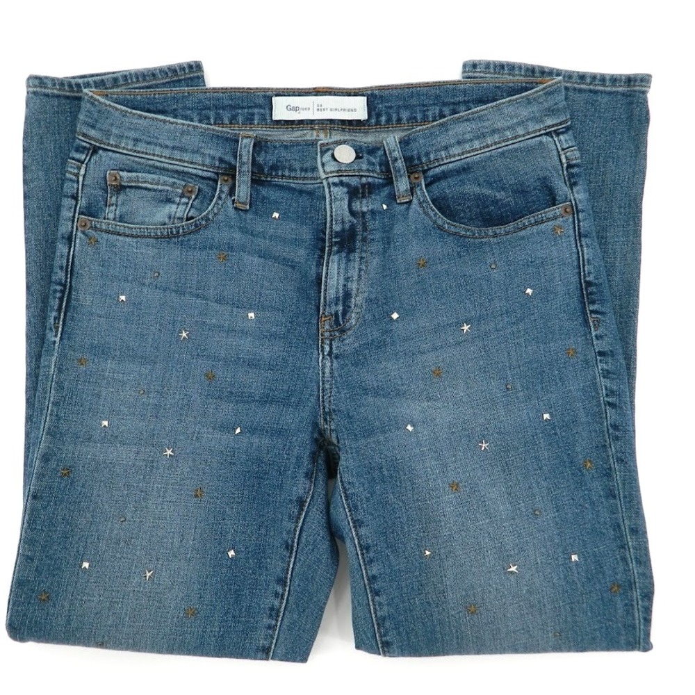 Gap 1969 Women's Best Girlfriend Jeans 28 Star Studded Medium Wash